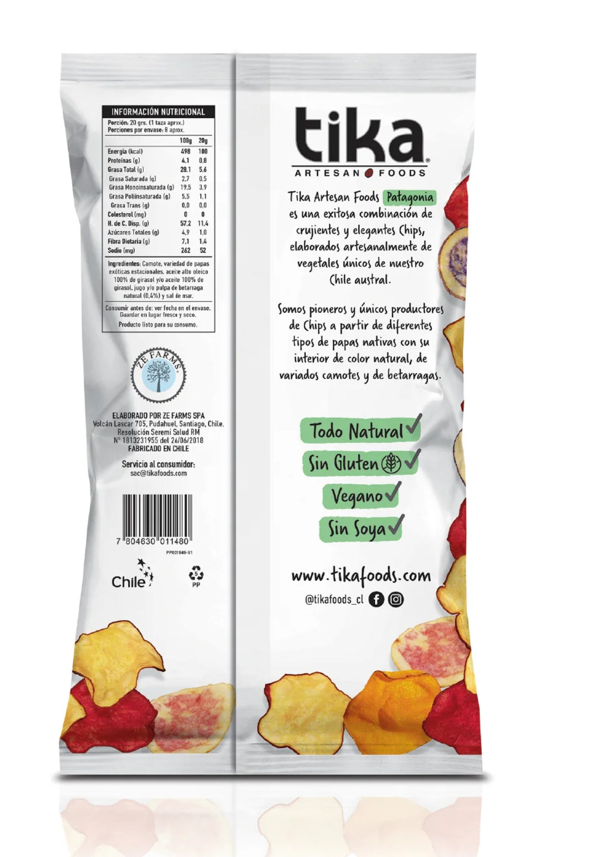 Papas fritas Tika Veggie Chips Patagonia 150g