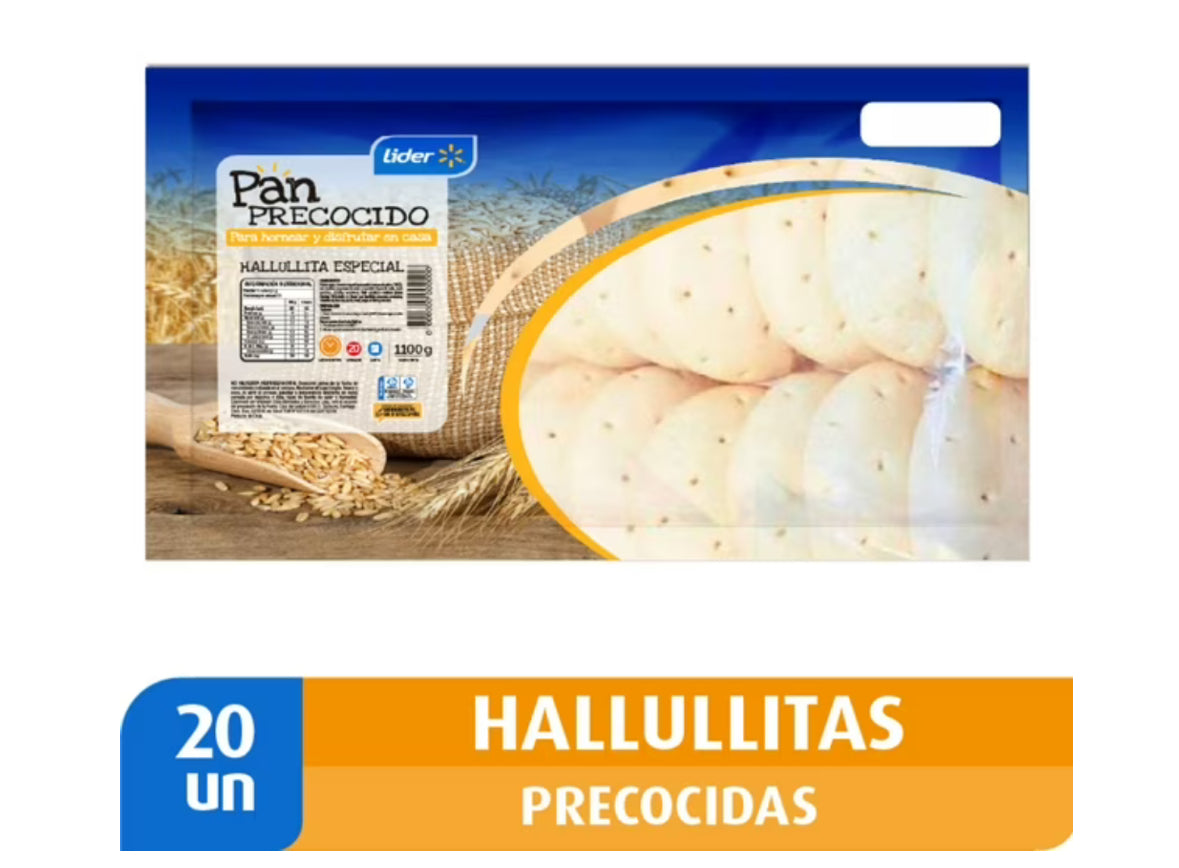 Pan mini Hallullitas hallullas precocidas 1.100 kg (20 un)