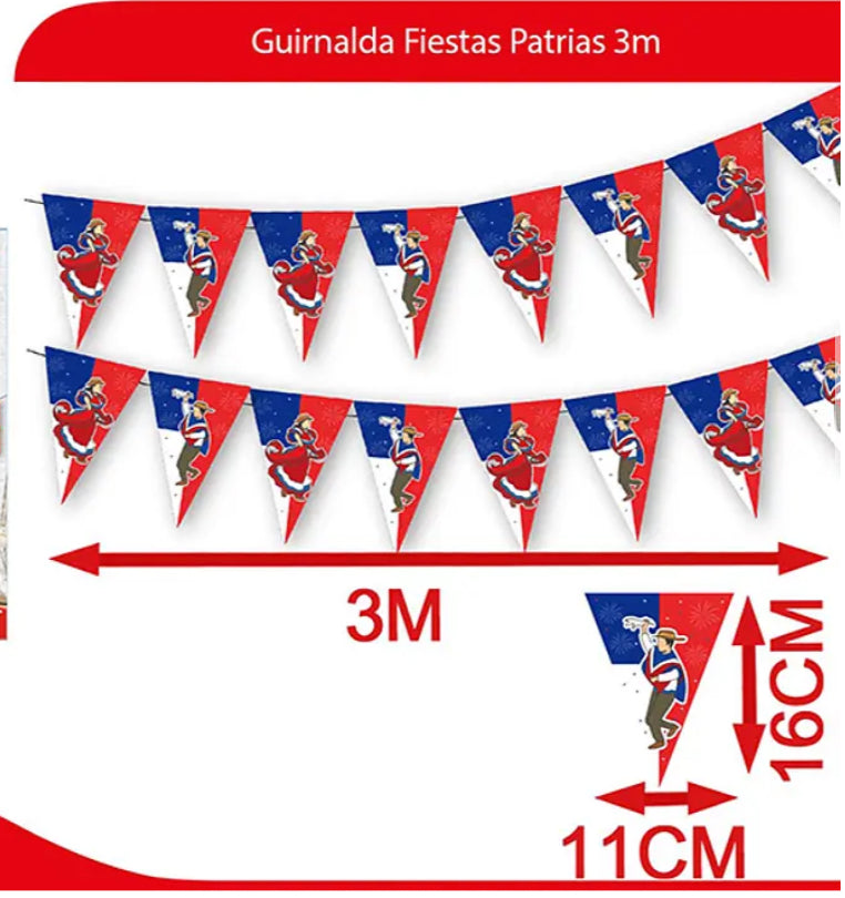 Guirnalda Fiestas Patrias chile 🇨🇱 3m