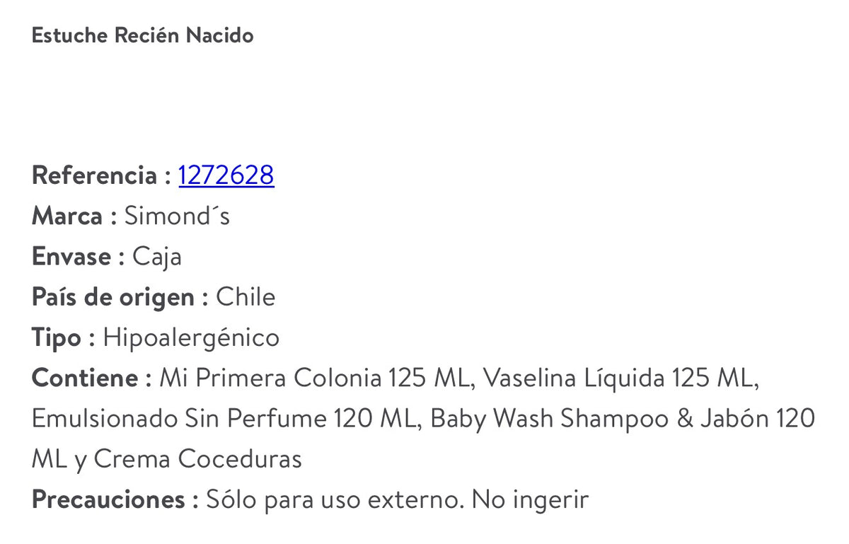 Simond’s
Estuche Recién Nacido 5 productos