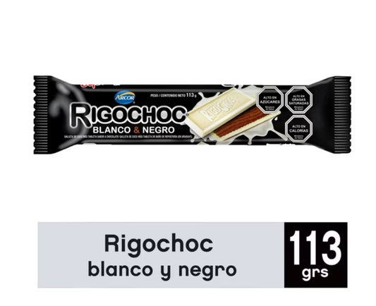 Galleta Bañada Rigochoc chocolate Blanco y Negro, 113 g