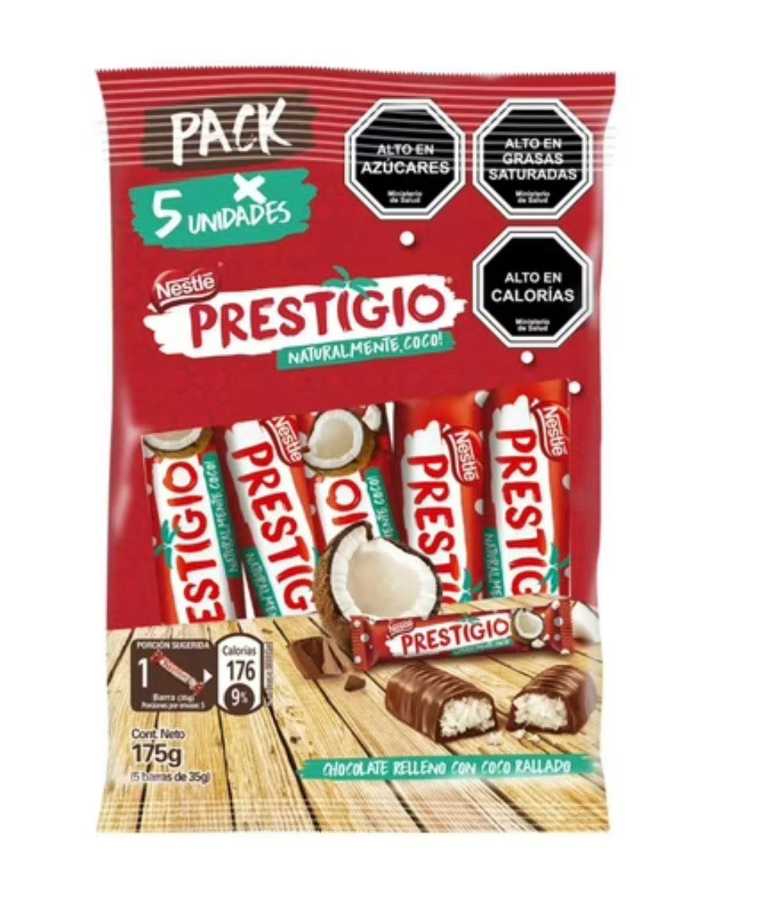 Prestigio Nestlé
Chocolate Relleno con Coco Pack 5Un, 175 g