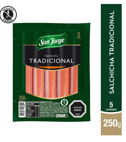 Vienesas Salchicha Tradicional, 250 g San Jorge 5 un