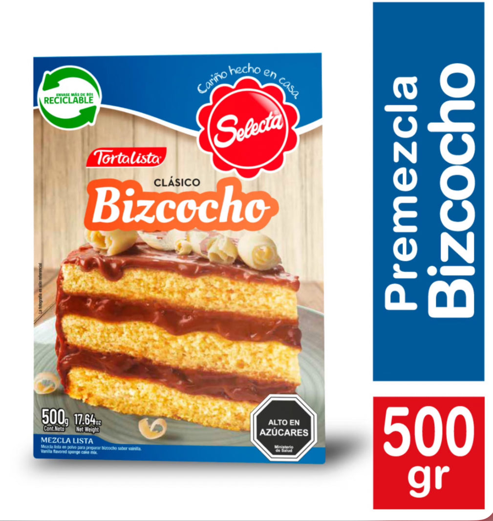Premezcla Tortalista Bizcocho Selecta Chocolate Caja, 500 g