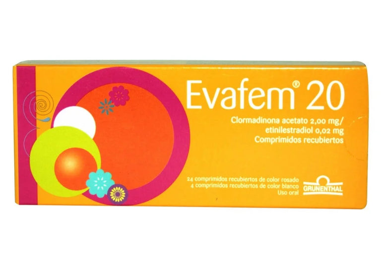 Pastillas Evafem 20 Clormadinona 2 mg 28 Comprimidos Recubiertos
