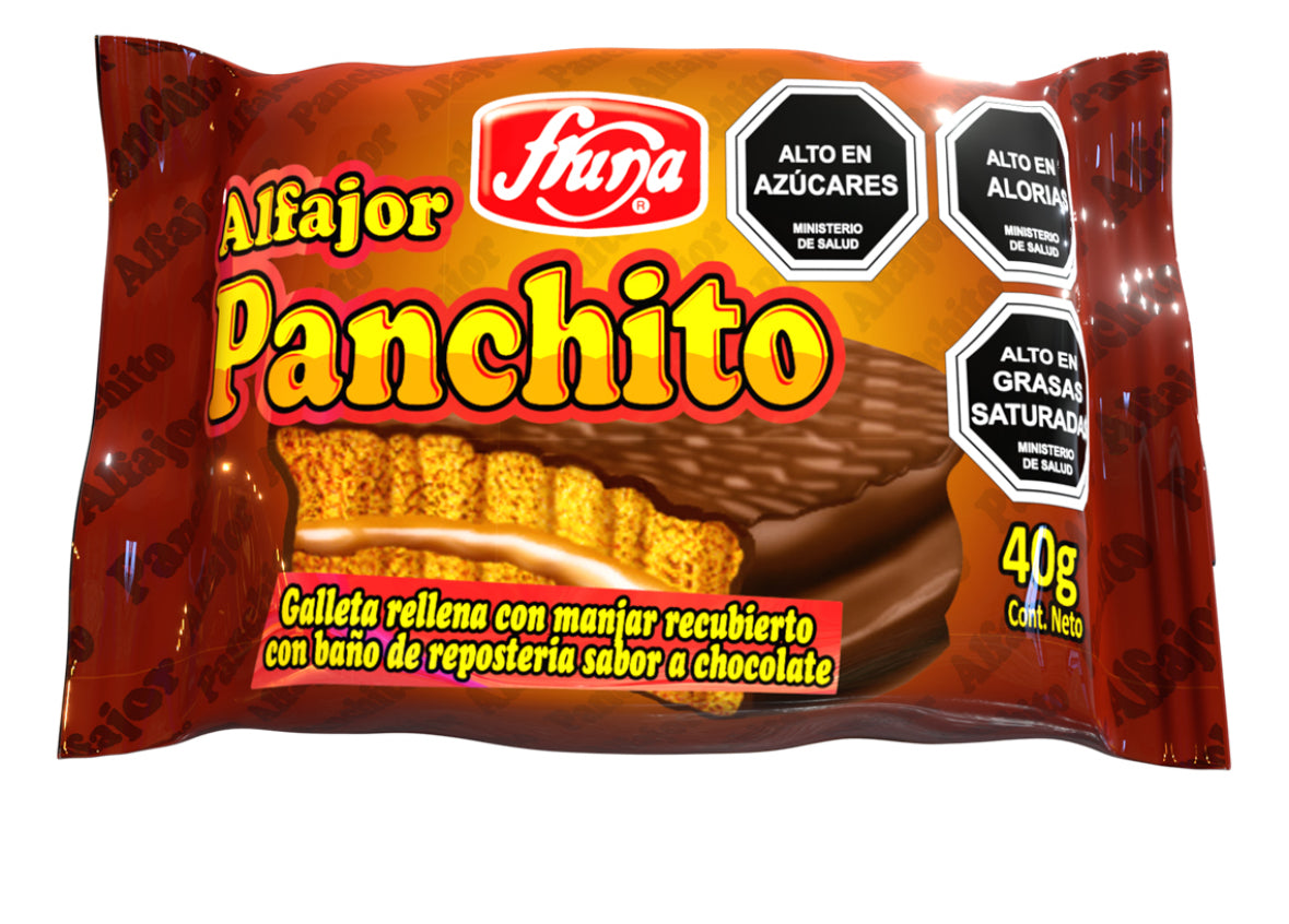 Alfajor Panchito manjar chocolate Fruna