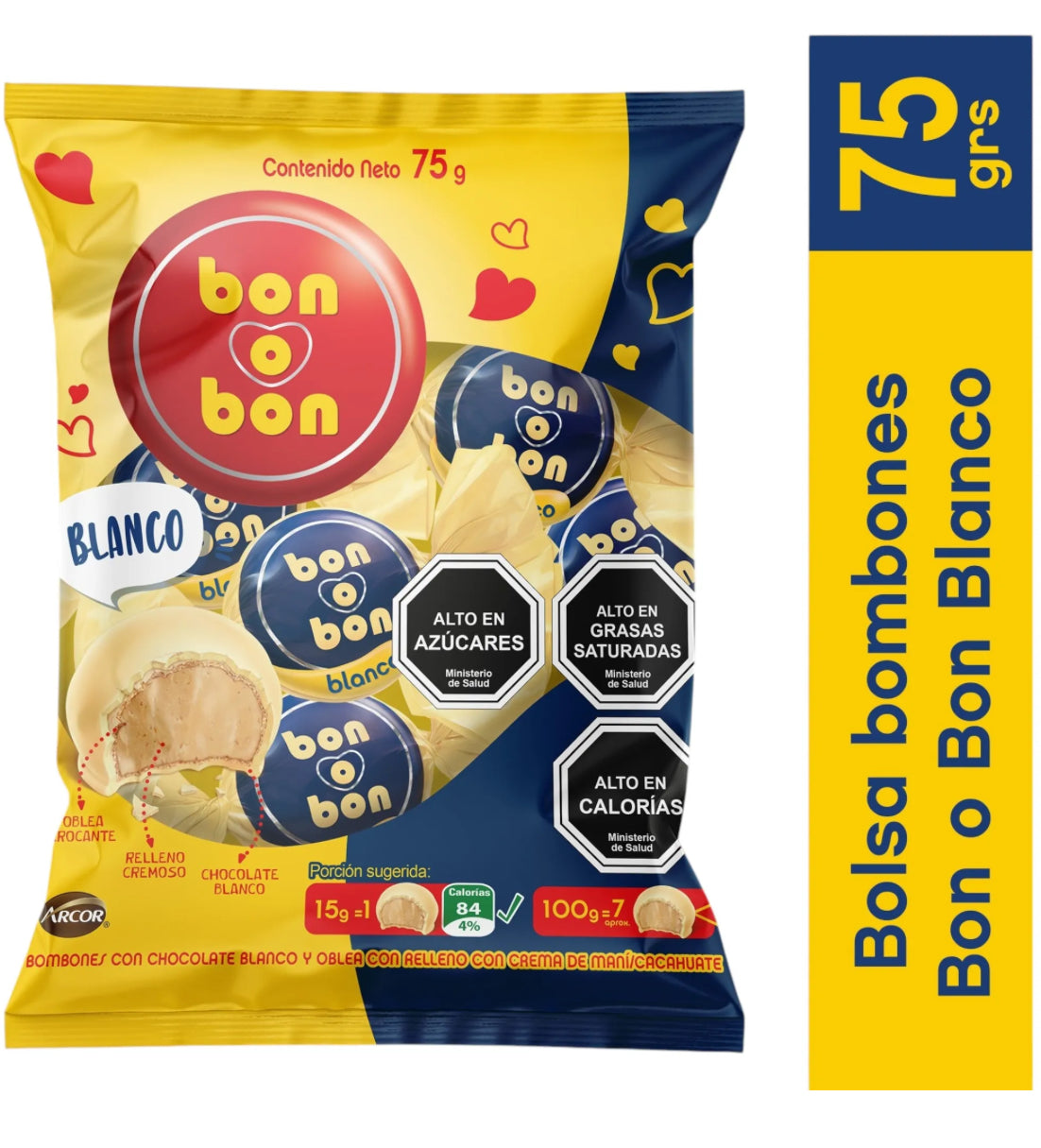 Bon o Bon de Leche Arcor chocolate blanco , 75 g