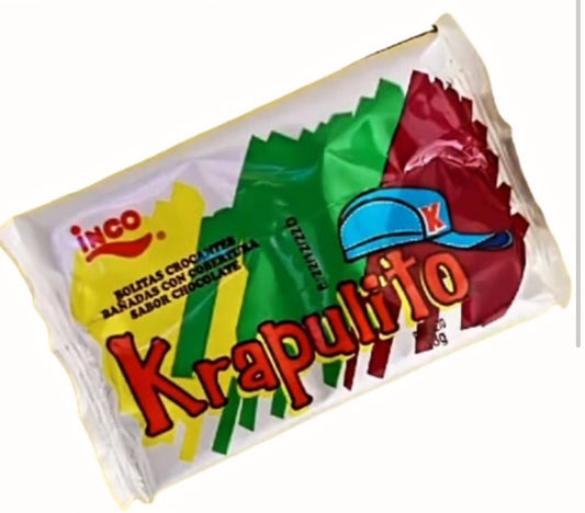 Krapulito bolitas crocantes bañadas con cobertura sabor chocolate 13 gramos