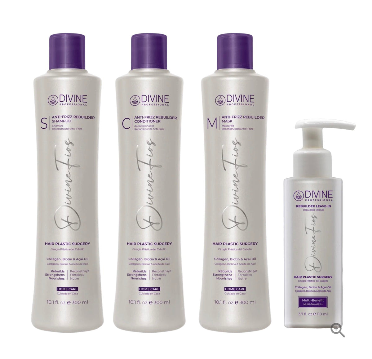 Kit de Cuidado Capilar Antifrizz Rebuilder Divine – 4 Productos