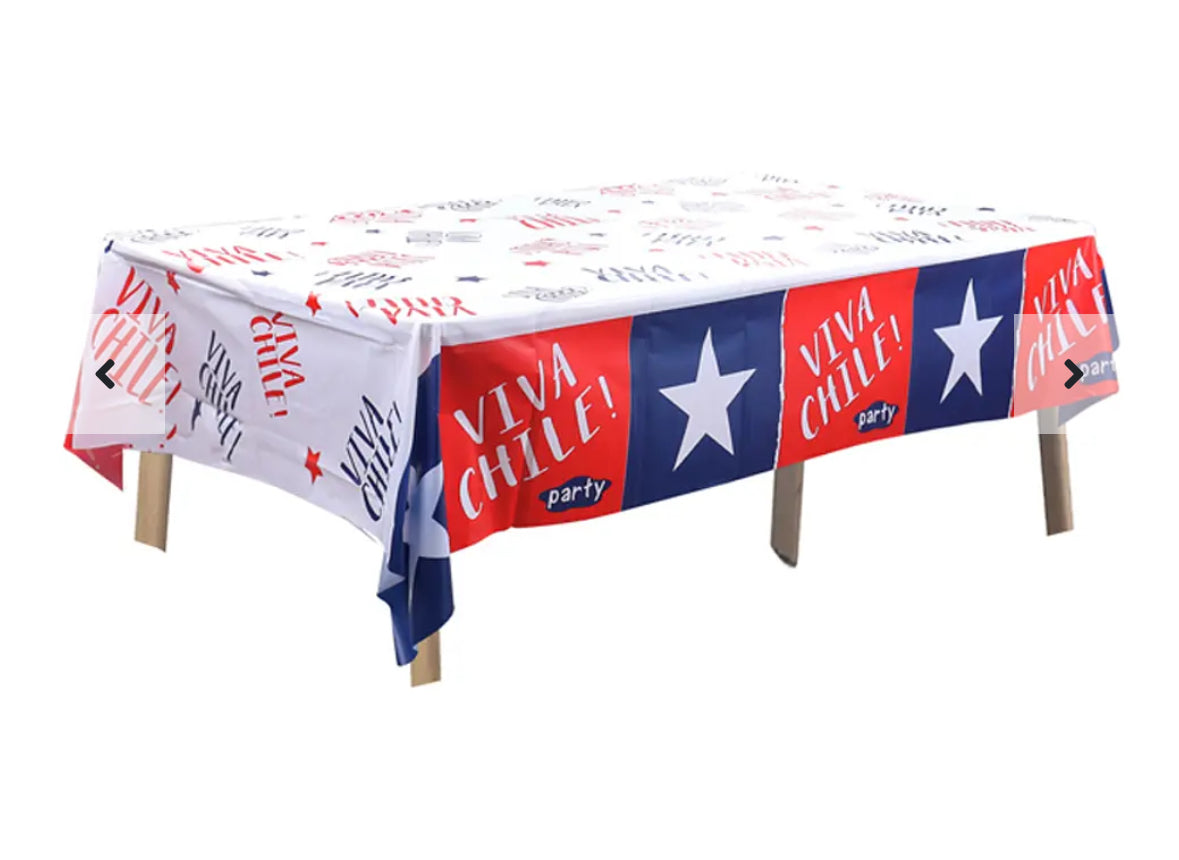 Mantel plastico fiestas patrias viva chile 137x185cm