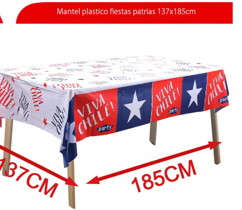 Mantel plastico fiestas patrias viva chile 137x185cm