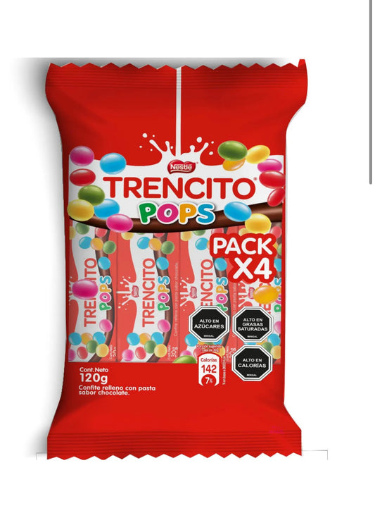 Chocolate Relleno Pops Trencito Pack 4Un, 120
