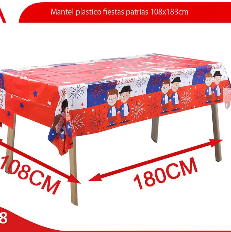 Mantel plastico fiestas patrias Chile 🇨🇱 108x183cm