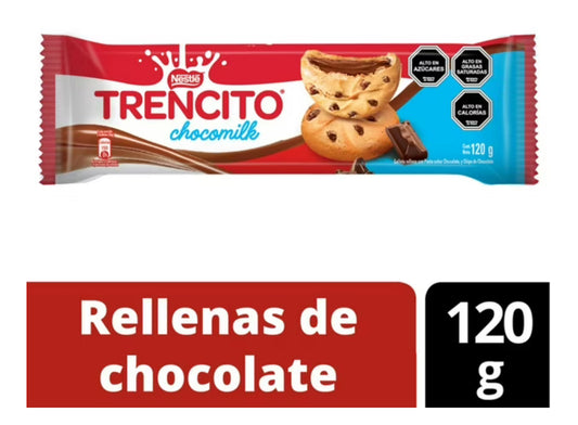 Galleta Trencito Chocomilk, 120 g.       Bañada y rellena con chocolate