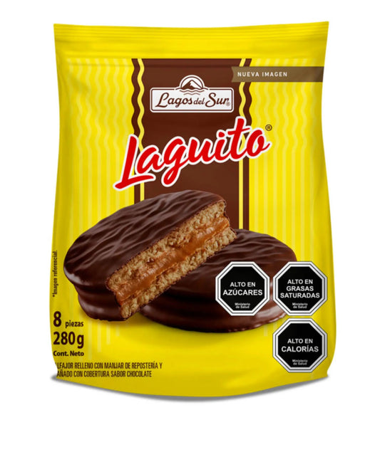 Alfajor Laguito manjar chocolate , 8 Un 35 g c/u