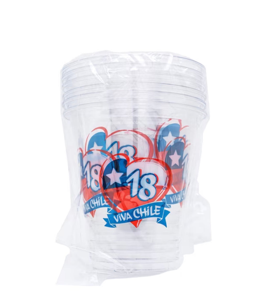 Vasos Plástico 355 ml Fiestas Patrias Chile 6 un