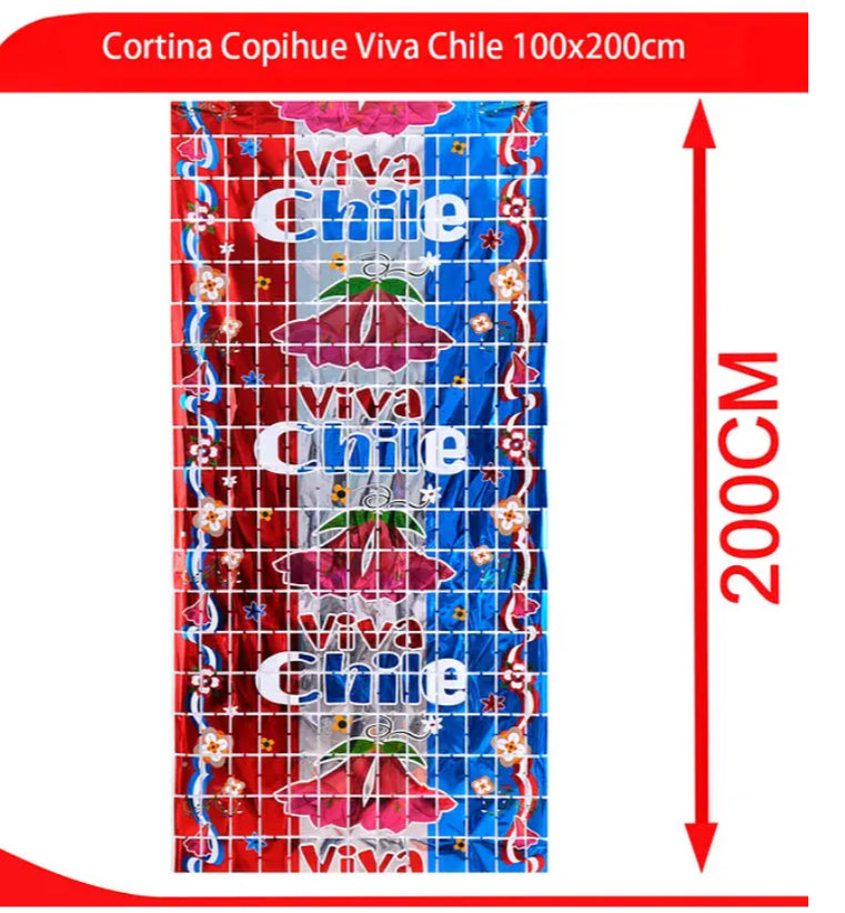 Cortina de cuadros Copihue Viva Chile 🇨🇱 100x200cm