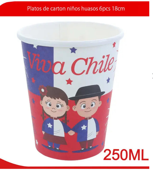Vasos de carton niños huaso 6pcs 250ml