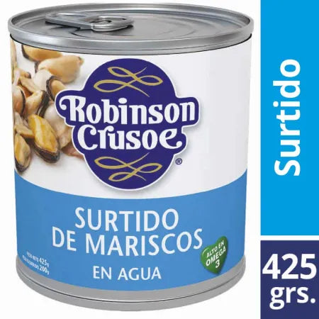 Surtido de mariscos en agua Robinson Crusoe 425 grs