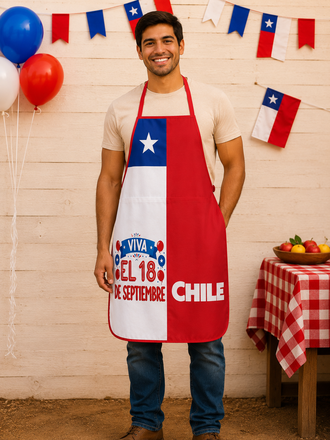 Delantal Pechera Fiestas Patrias Chile unisex