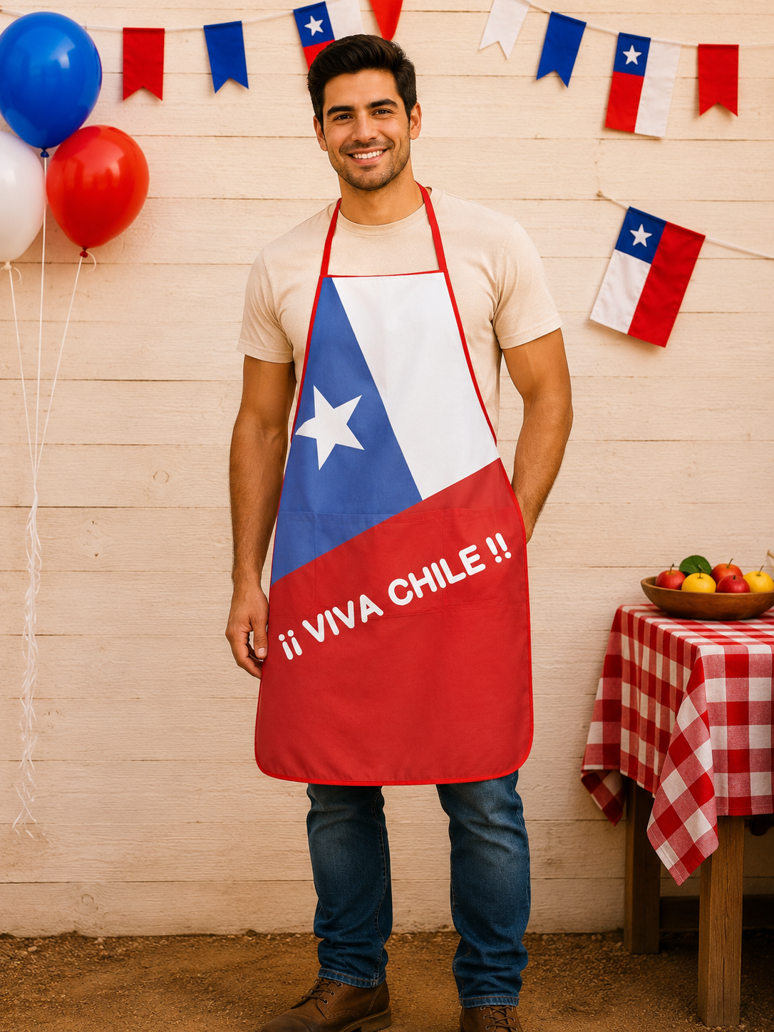 Delantal Pechera Fiestas Patrias Chile unisex