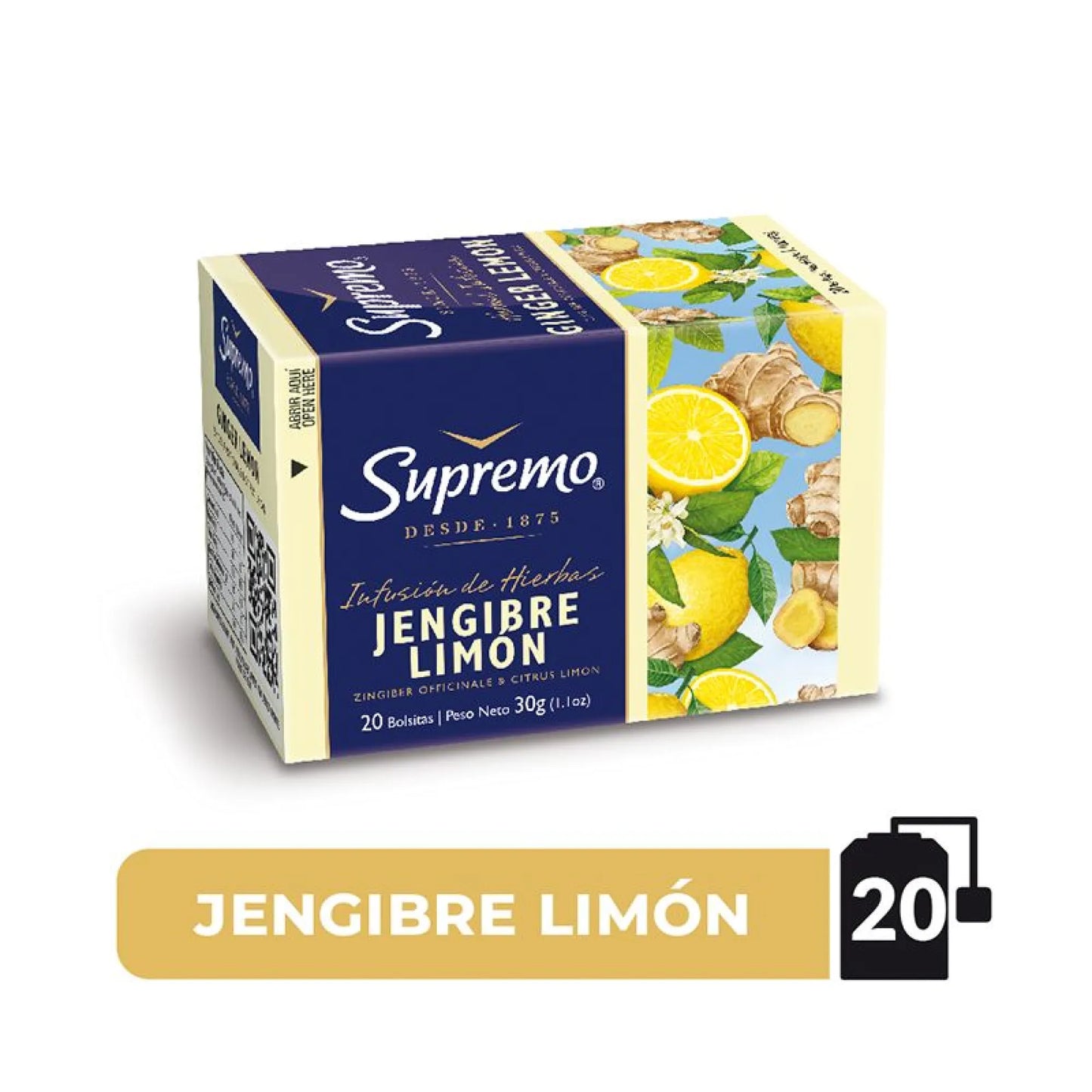 Te gengibre limón supremo 30 grs 20 bolsitas