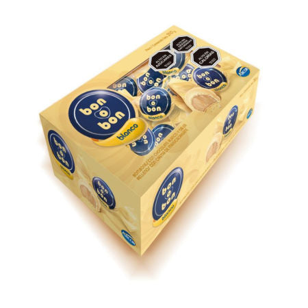 Caja bombones bon o bon chocolate blanco 210 grs, 14 un