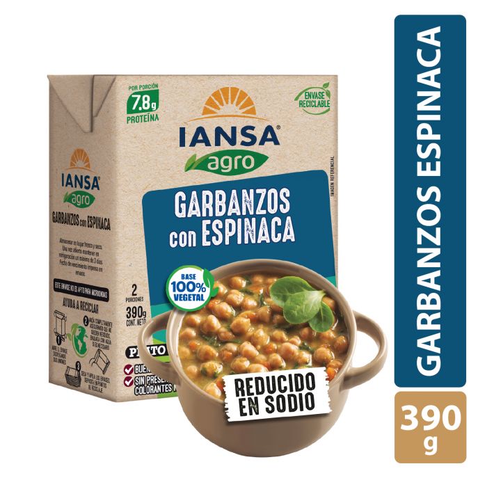 Garbanzo con espinaca plato listo IANZA 390 gr