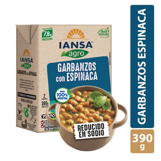 Garbanzo con espinaca plato listo IANZA 390 gr