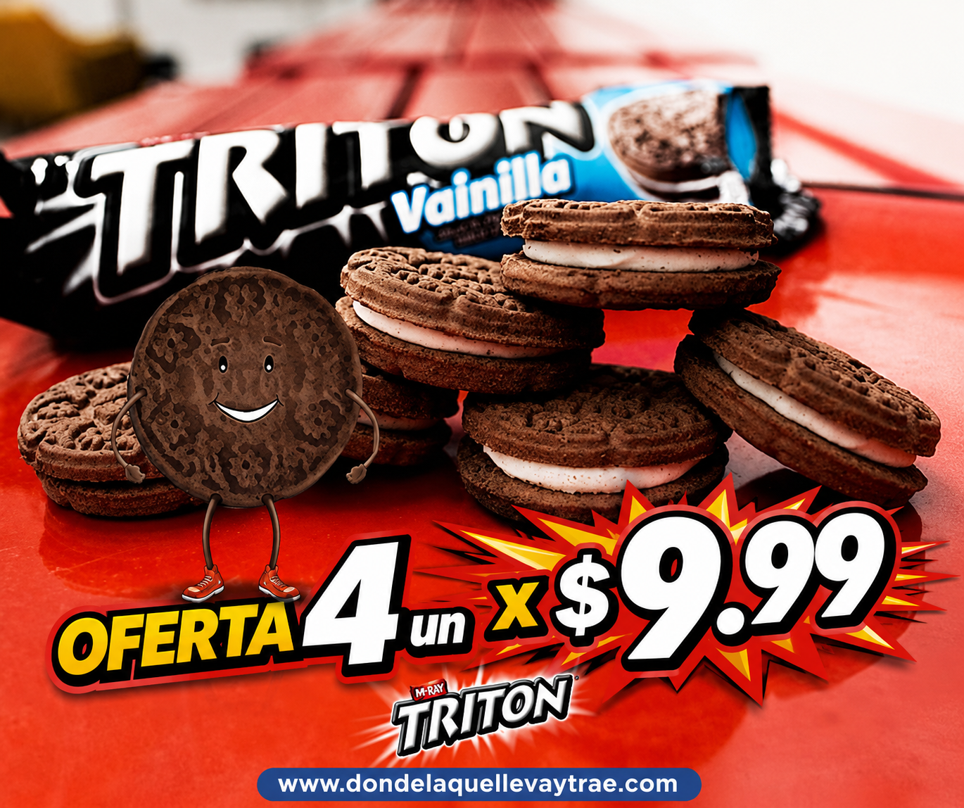 Pack galletas tritón 4 x $ 9.99 sabor vainilla /chocolate