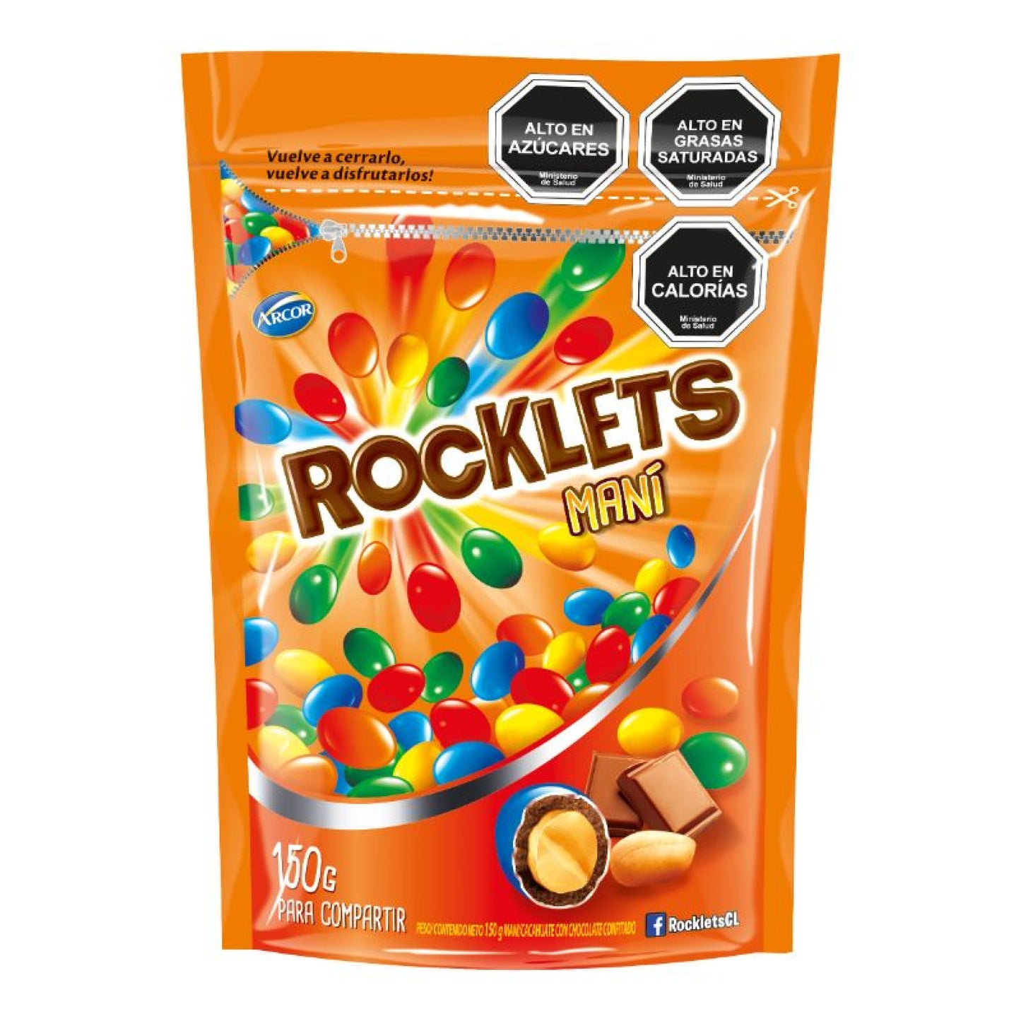 Chocolate Rocklets Naranjo🧡 Doypack 150 g Arcor