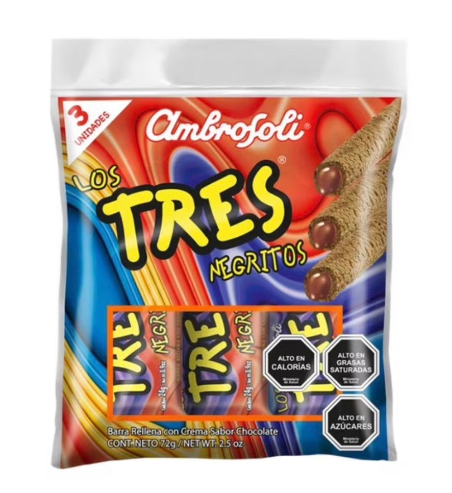 Pack Galletas Tres Negritos Sabor Chocolate, 72 g / 3 UN