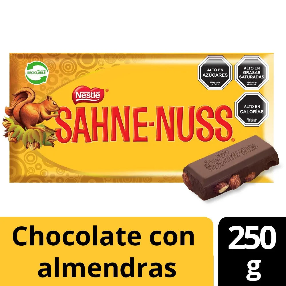 Nestlé Sahne Nuss Chocolate SAHNE NUSS® Chocolate - Almendra Barra 250 gr