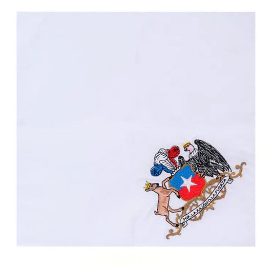 Pañuelo Blanco Fiestas Patrias 28x28cm 1pcs (escudo nacional)