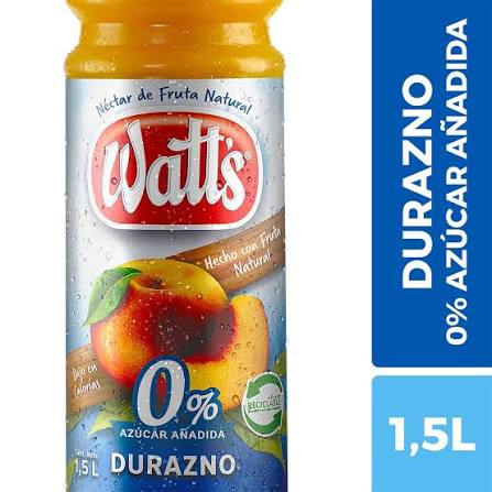 Jugo Néctar Watt's 1,5L Durazno 0% sin azucar