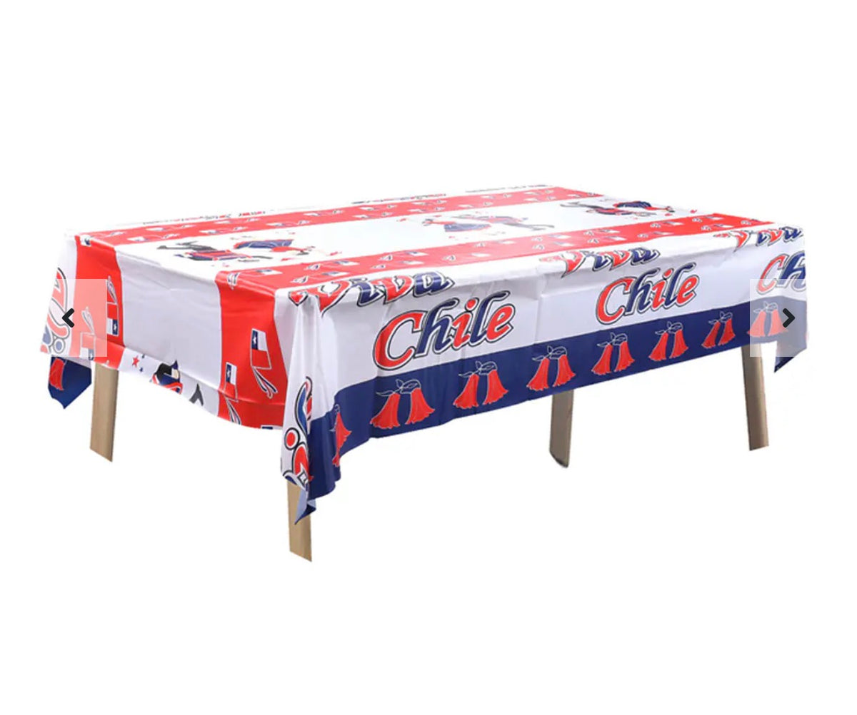 Mantel plastico fiestas patrias viva chile 137x185cm