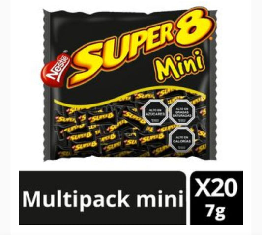 Súper 8 mini obleas bañadas en cholate multipack 140 gramos (20 un)