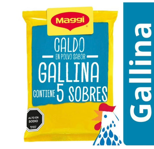 Maggi
Caldo en Polvo deshidratado Sabor Gallina (5 Sobres) Bolsa, 35 gracias