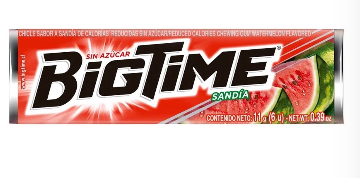 Chicle Bigtime sandía sin azúcar 11 gr