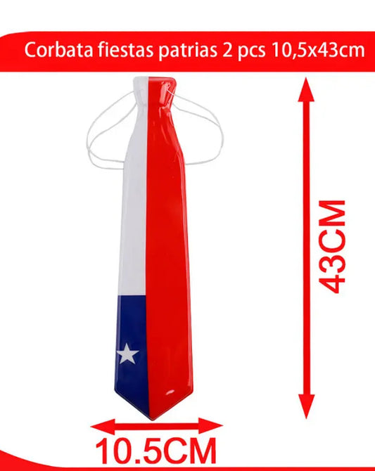 Corbata plásticas fiestas patrias Chile  2 pcs 10,5x43cm