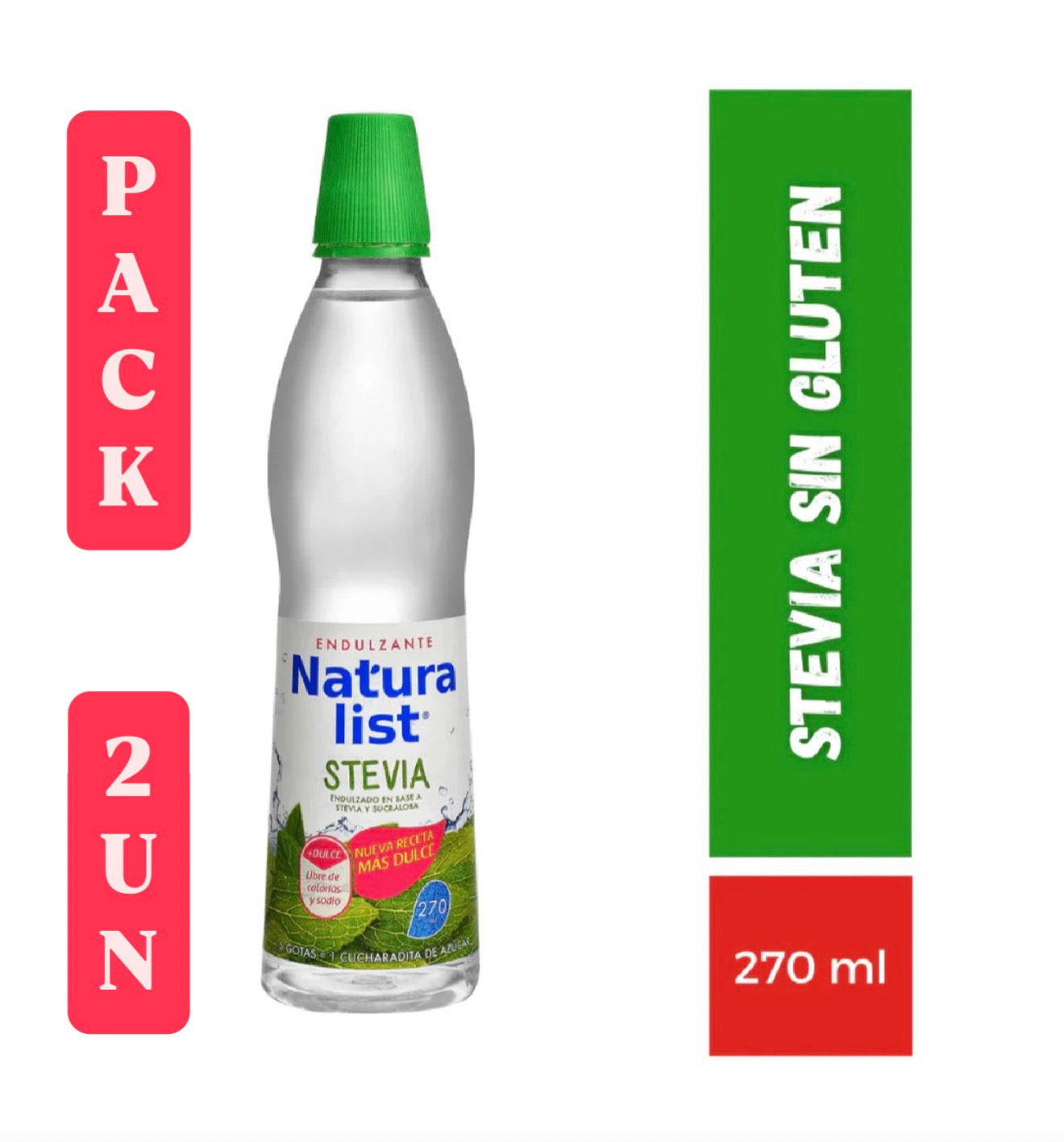 Pack 2 Endulzante Stevia a base de sucralosa Natura list 270 ml