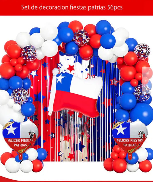 Set de decoracion fiestas patrias 56pcs Chile 🇨🇱