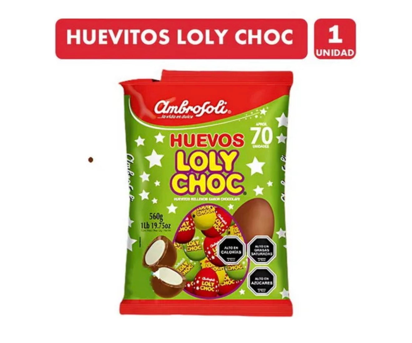 Huevitos De Pascua Rellenos Loly Choc Ambrosoli (bolsa 70 U) 560 gramo ...