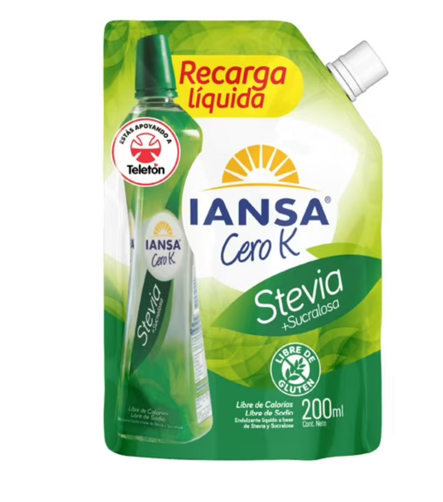 Iansa Cero K
Stevia Sucralosa Recarga, 200 ml