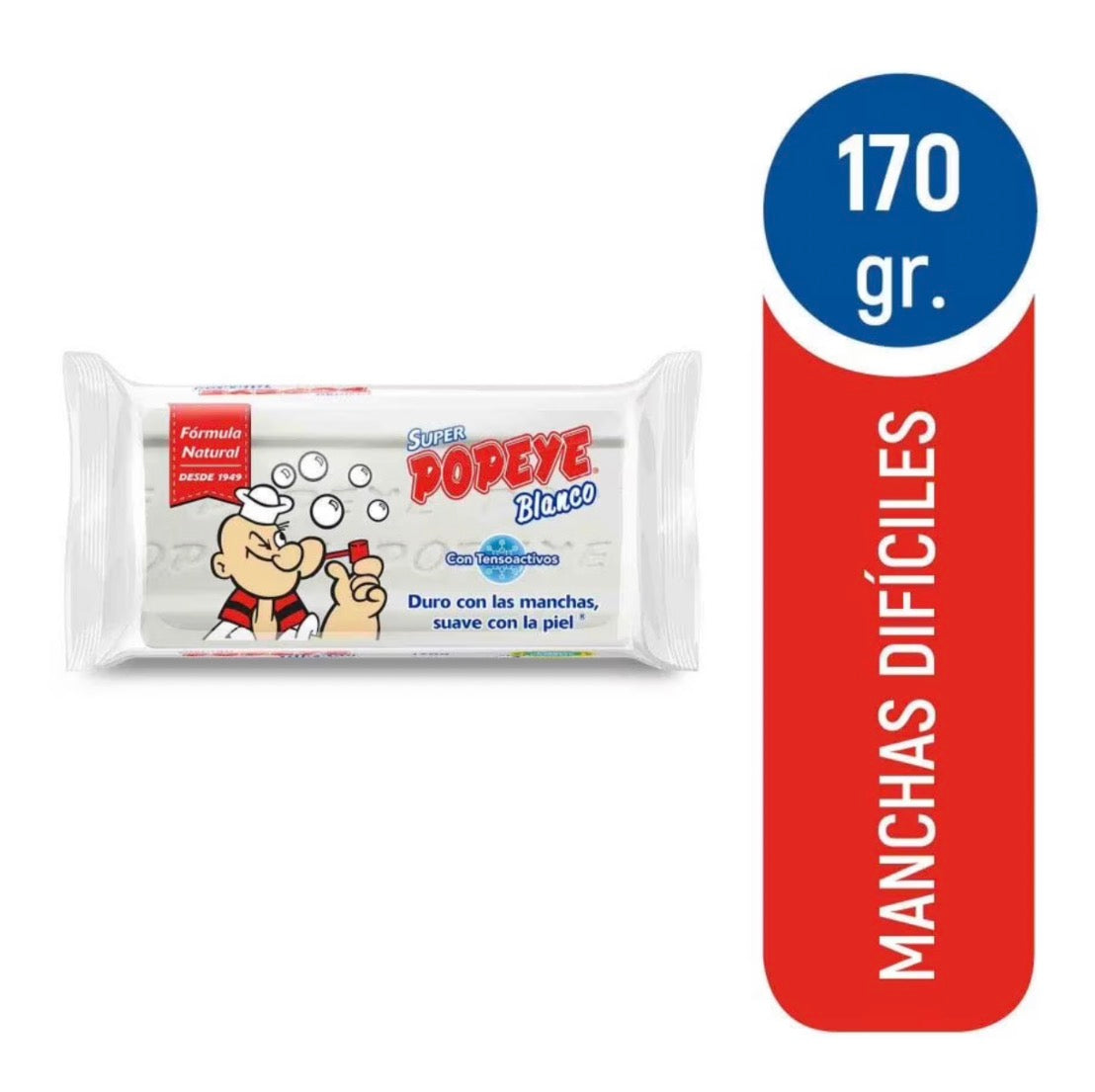 Popeye
Jabón en Barra Súper Blanco Bolsa, 170 g