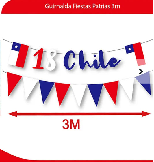 Guirnalda Fiestas Patrias chile  3m