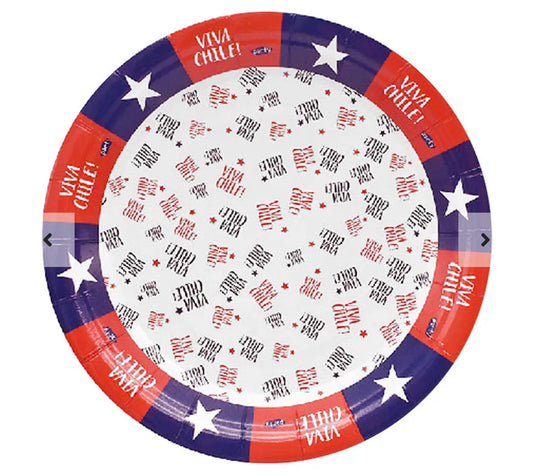 Plato fiestas patrias viva chile 6pcs 18cm