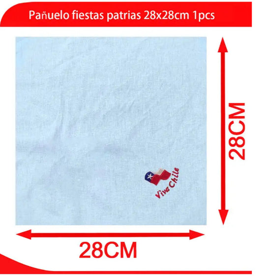 Pañuelo fiestas patrias viva Chile 28x28cm 1pcs