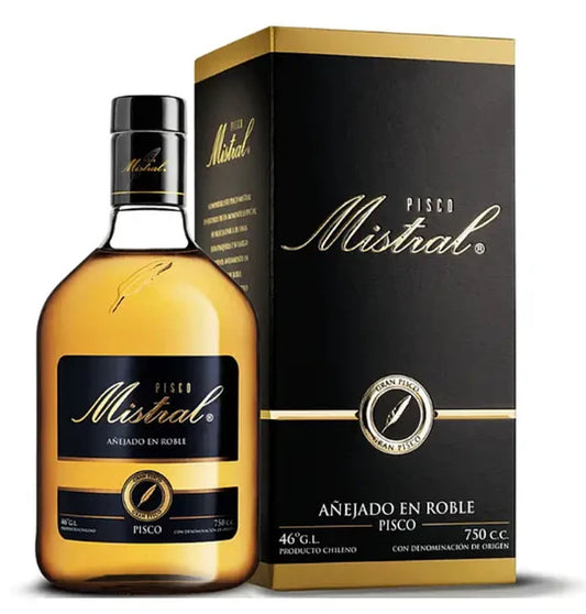 Pisco Mistral Black añejado en roble 46 grados 750 cc