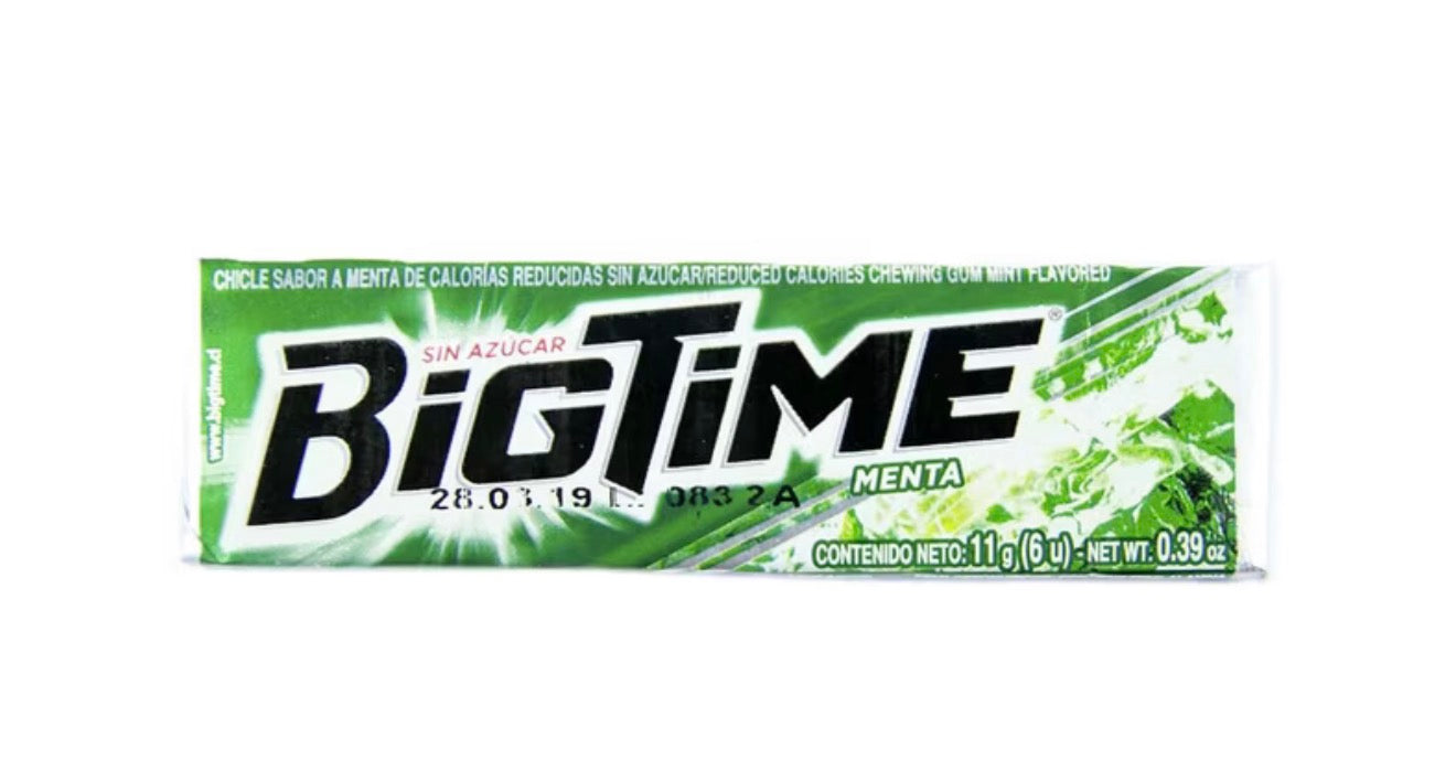 Chicle Bigtime menta sin azúcar 11 g